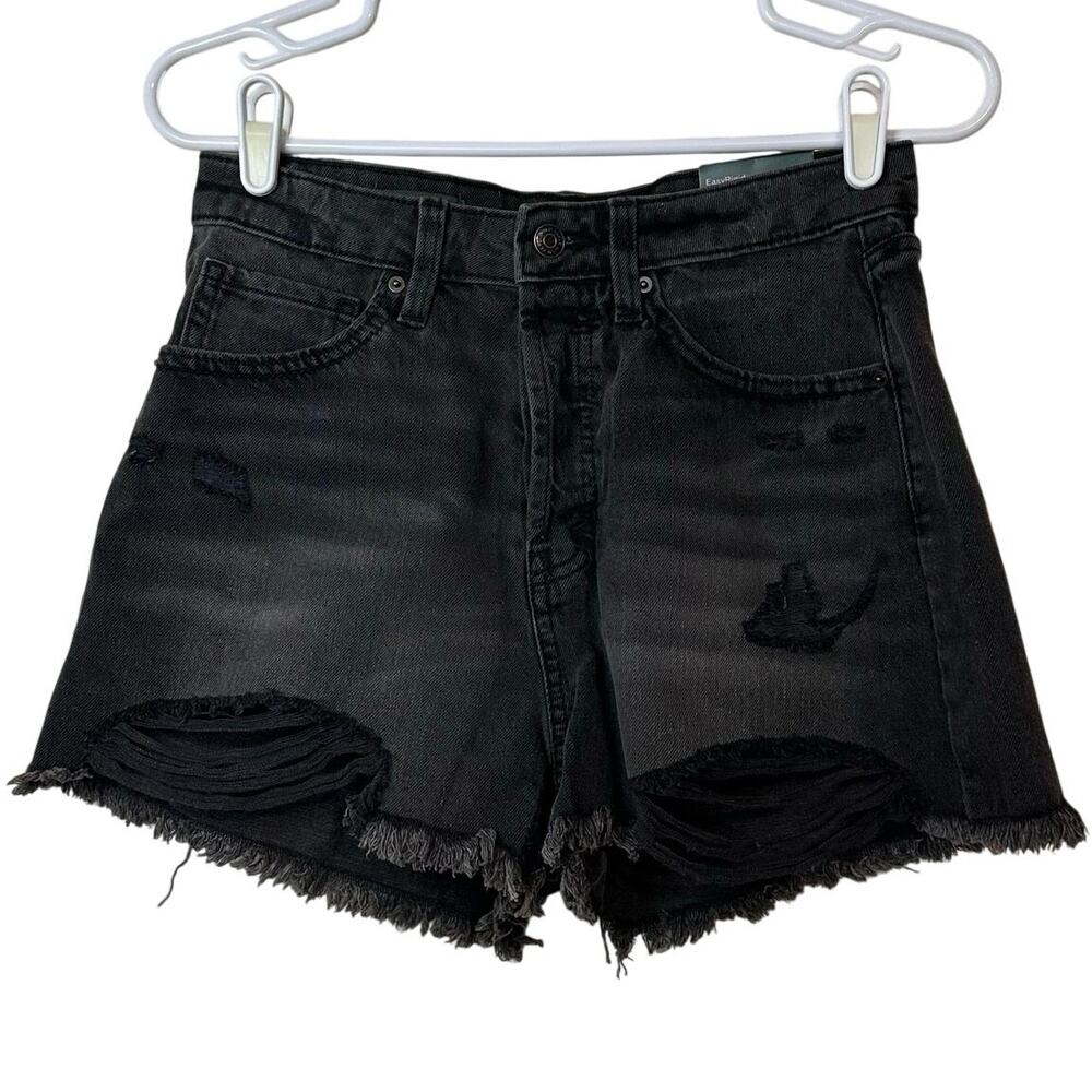Wild Fable NWT Easy Rigid High Rise Denim Distressed Black Shorts Size 6 Frayed
